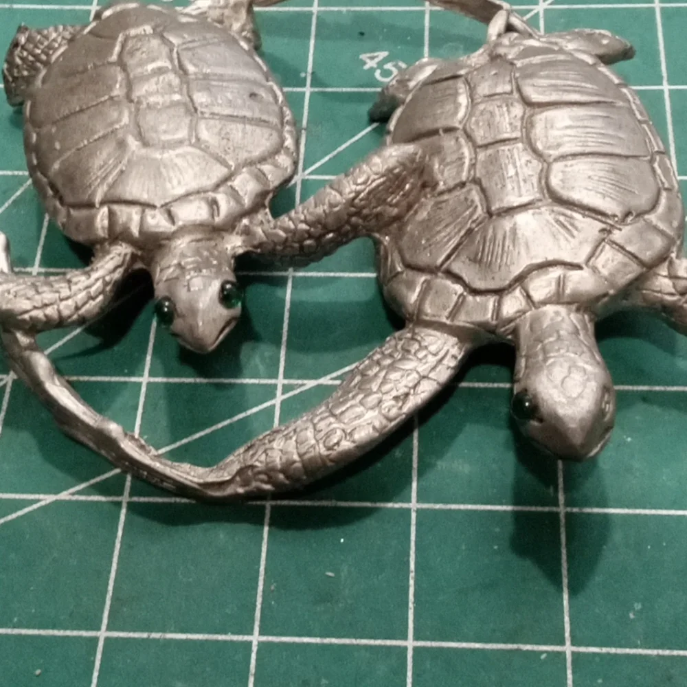 Sea Turtle Nautical Sculpture Signed BTC Very Collectible Adorable Green Eyes